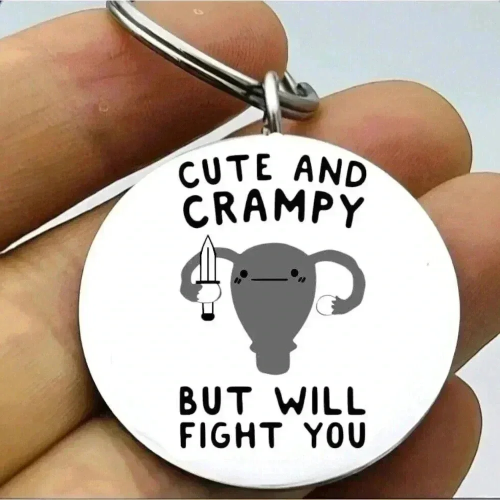 Uterus I'm Cute Crampy And Will Fight You Angry Hot Funny Cute Keychain